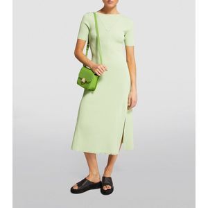 Maje NWT Ruche Vert Tie-Back MIDI Dress in Light Green Size 40/L